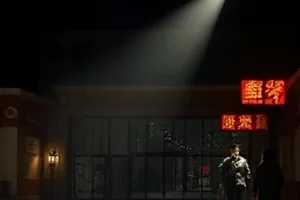 旧胶片放映室番剧封面，老式放映机与光柱